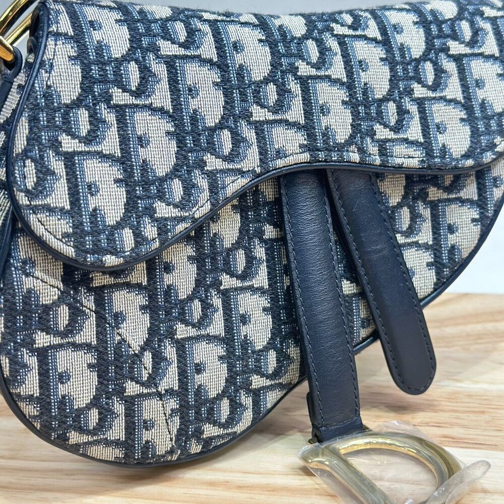Dior Navy Blue Oblique Mini Saddle Shoulder Bag - Picture 6 of 7